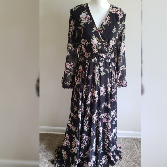 Floral Belted Maxi Dress - Large - Picture 4 of 4